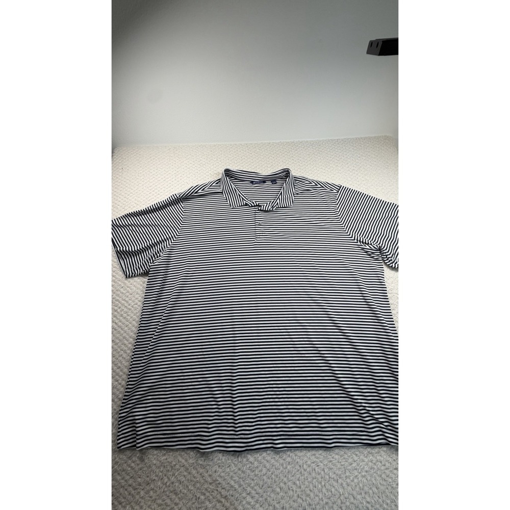 Navy And White Striped Cutter & Buck Polo Shirt , Mens Size 5XB